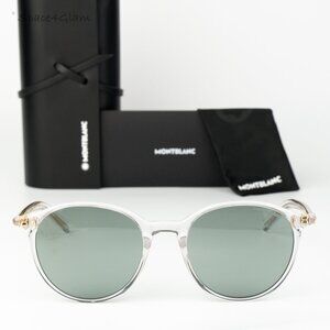 Montblanc Men Sunglasses Clear Green Round MB0326SA 004 NEW AUTHENTIC